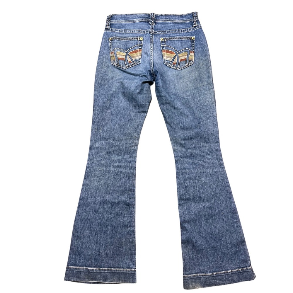 Old Navy Ultra‎ Blue Flare Boot Jeans Women Size 2R Low Rise Denim Boho Festival